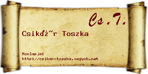 Csikár Toszka névjegykártya